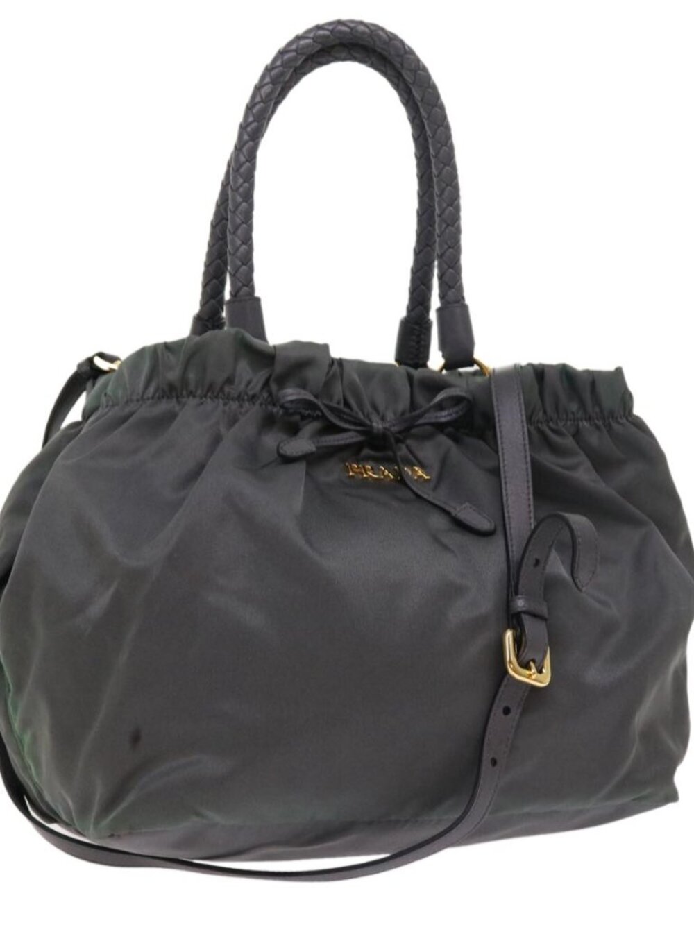 PRADA Hand Bag Nylon 2way Gray Auth 54970